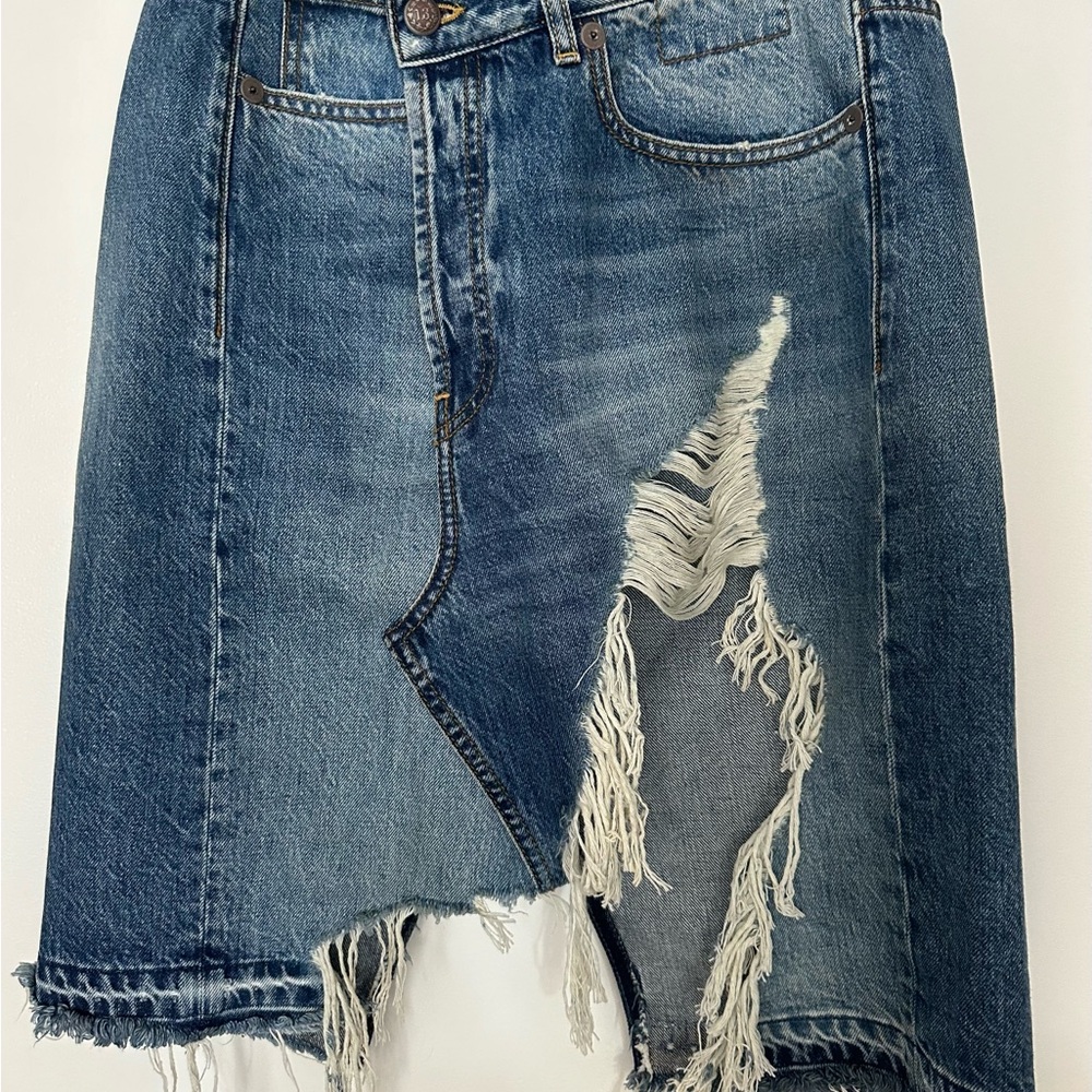 R13 Distressed Denim Skirt size 26